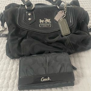 Authentic Coach Black Madison Handbag with Wallet